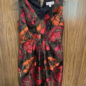 Chetta B Floral  Orange, Red and Black Dress, Size 6